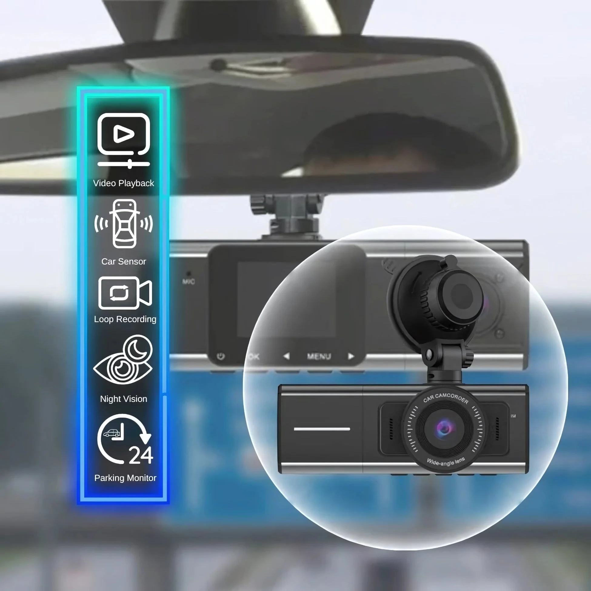 3 Cameras Smart Dash Cam Car DVR - Image 7